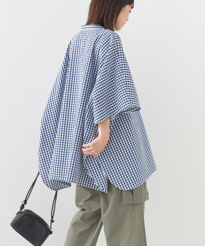 【OMNES】テックコットンワイドシルエットポンチョシャツブラウス【253W427OMN071】