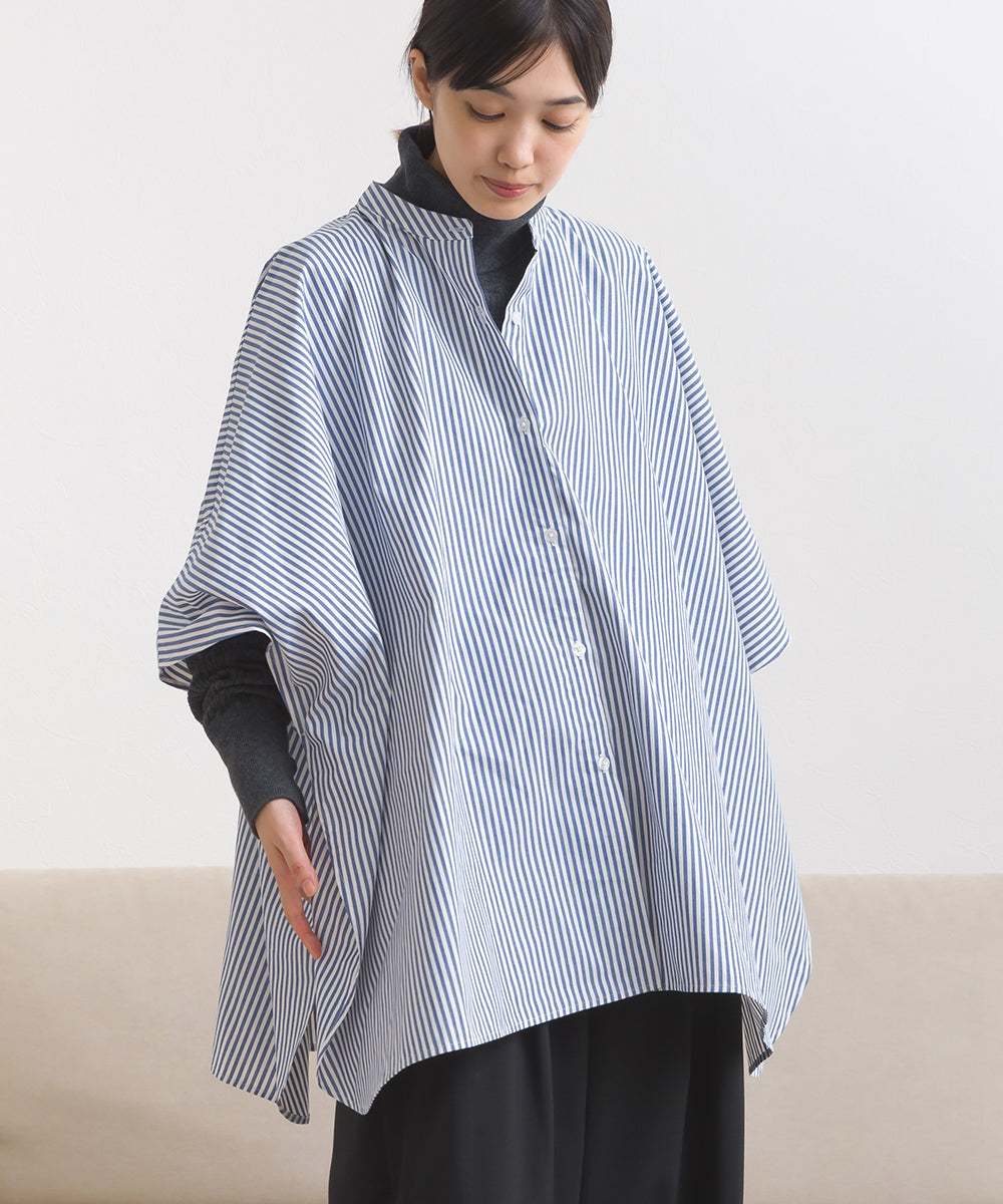 【OMNES】テックコットンワイドシルエットポンチョシャツブラウス【253W427OMN071】