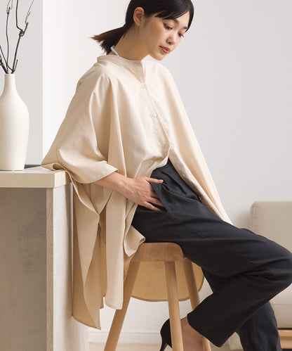 【OMNES】テックコットンワイドシルエットポンチョシャツブラウス【253W427OMN071】