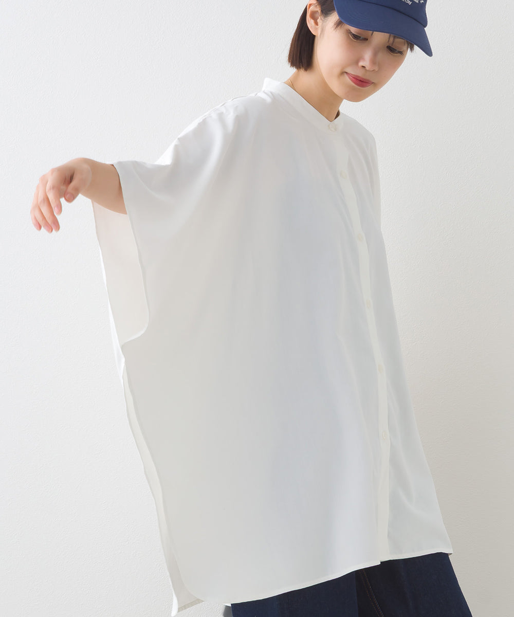 【OMNES】テックコットンワイドシルエットポンチョシャツブラウス【253W427OMN071】