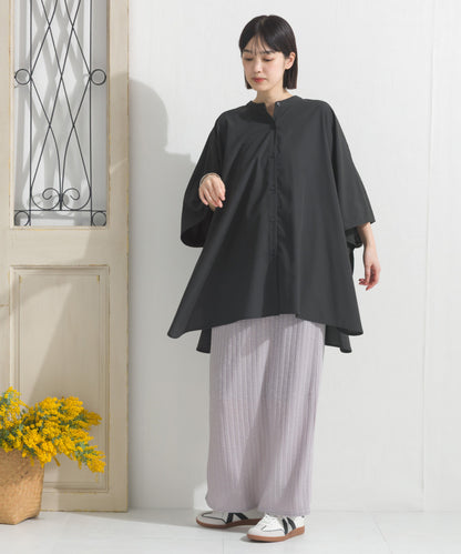 【OMNES】テックコットンワイドシルエットポンチョシャツブラウス【253W427OMN071】
