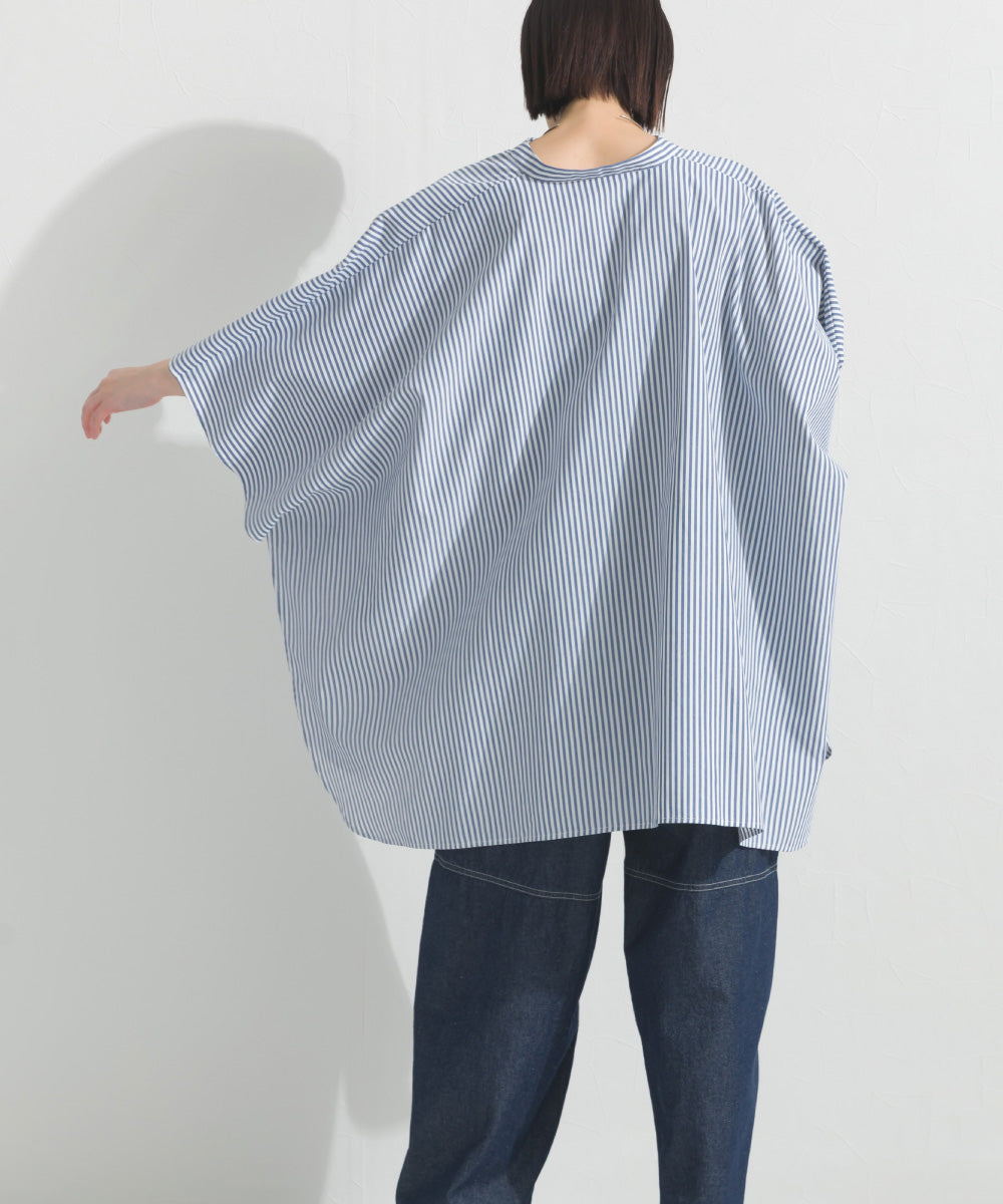 【OMNES】テックコットンワイドシルエットポンチョシャツブラウス【253W427OMN071】