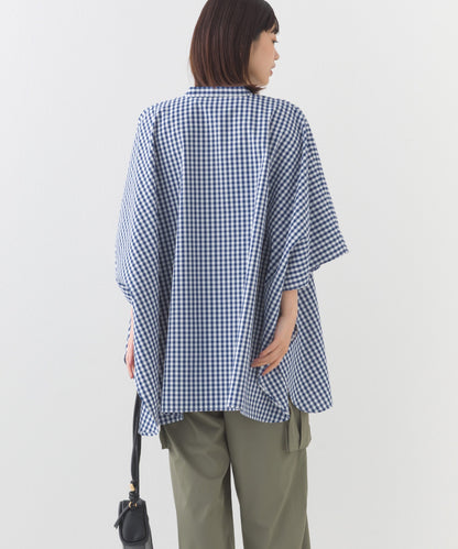 【OMNES】テックコットンワイドシルエットポンチョシャツブラウス【253W427OMN071】