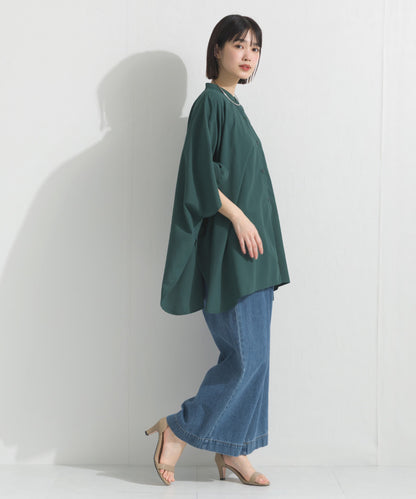 【OMNES】テックコットンワイドシルエットポンチョシャツブラウス【253W427OMN071】