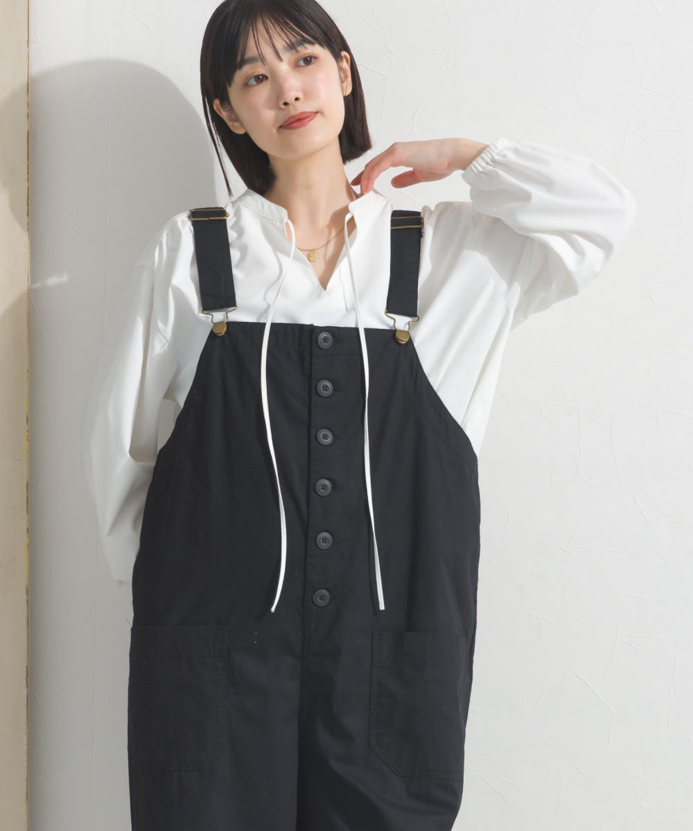 【OMNES】テックコットンスキッパーデザイン9分袖フリルシャツブラウス【253W427OMN072】