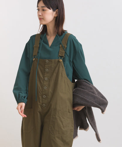 【OMNES】テックコットンスキッパーデザイン9分袖フリルシャツブラウス【253W427OMN072】