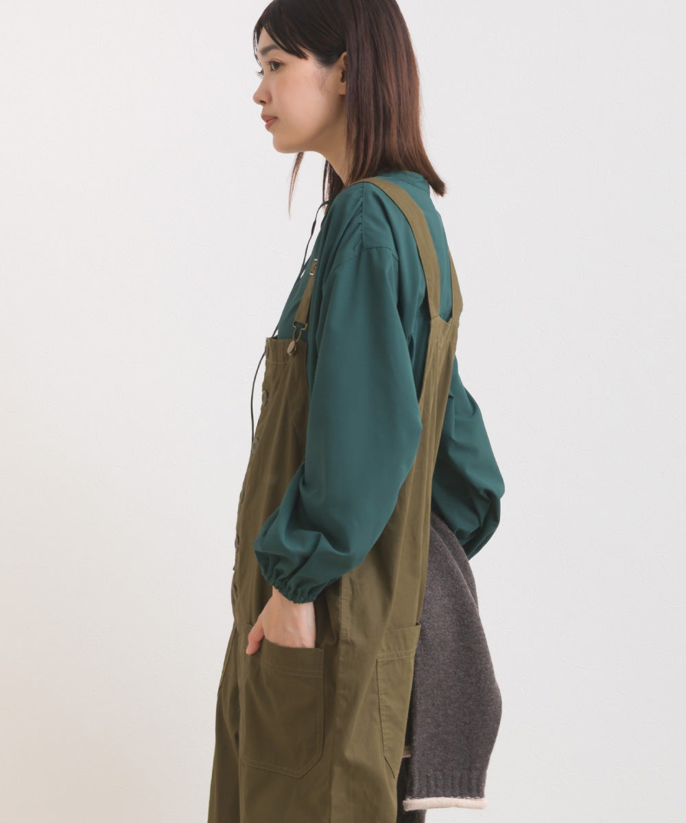 【OMNES】テックコットンスキッパーデザイン9分袖フリルシャツブラウス【253W427OMN072】