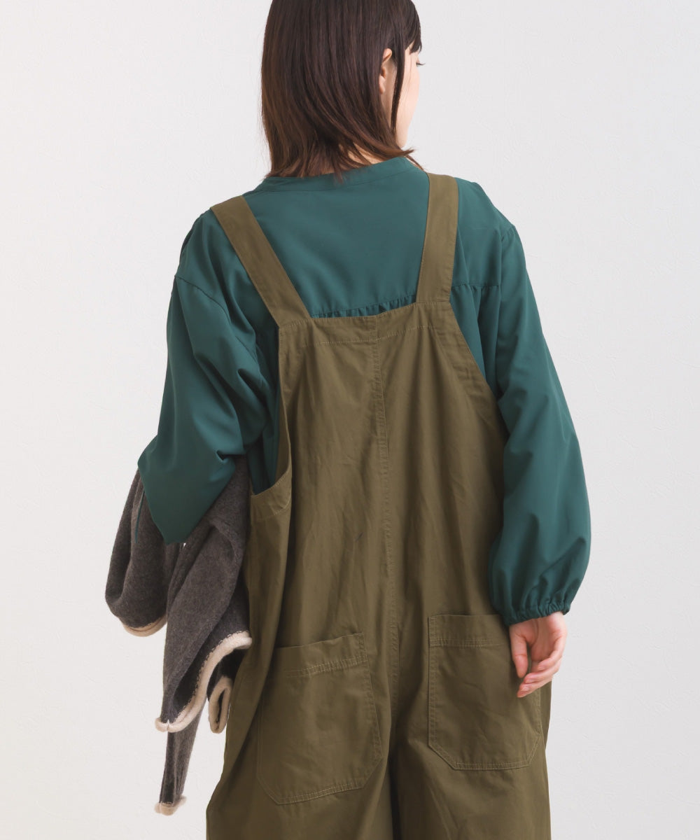 【OMNES】テックコットンスキッパーデザイン9分袖フリルシャツブラウス【253W427OMN072】