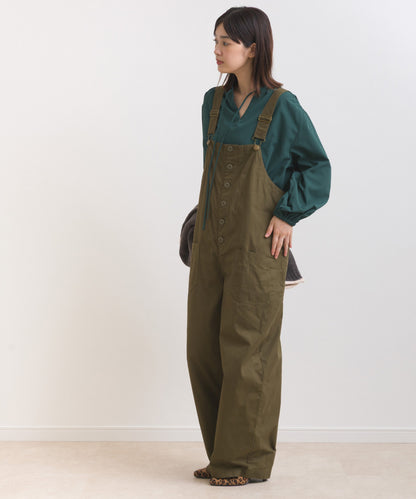 【OMNES】テックコットンスキッパーデザイン9分袖フリルシャツブラウス【253W427OMN072】