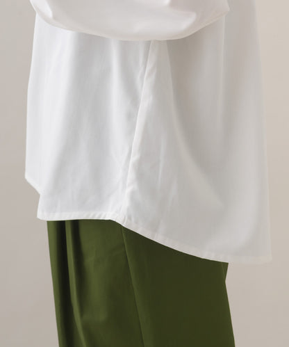 【OMNES】テックコットンスキッパーデザイン9分袖フリルシャツブラウス【253W427OMN072】