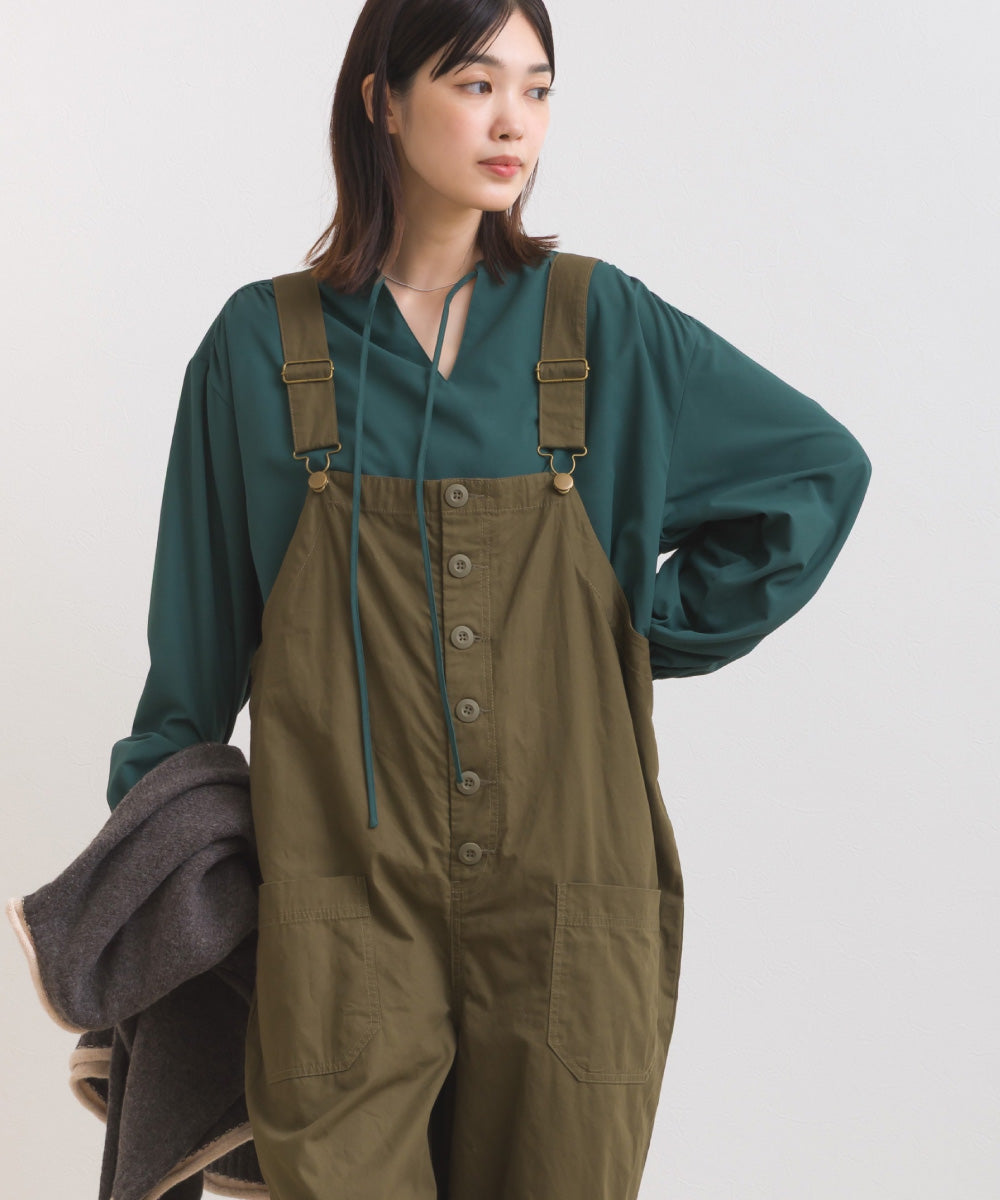 【OMNES】テックコットンスキッパーデザイン9分袖フリルシャツブラウス【253W427OMN072】