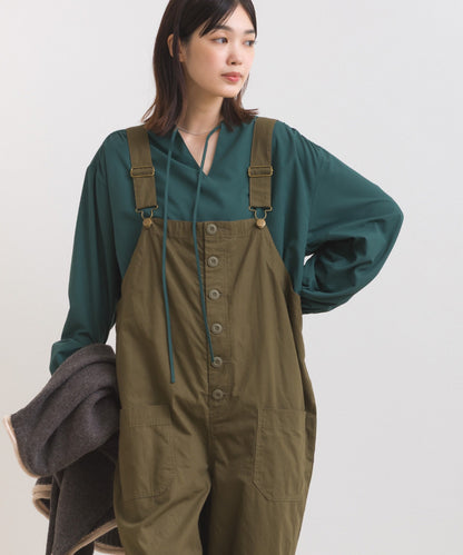 【OMNES】テックコットンスキッパーデザイン9分袖フリルシャツブラウス【253W427OMN072】