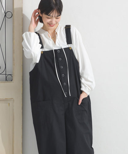 【OMNES】テックコットンスキッパーデザイン9分袖フリルシャツブラウス【253W427OMN072】