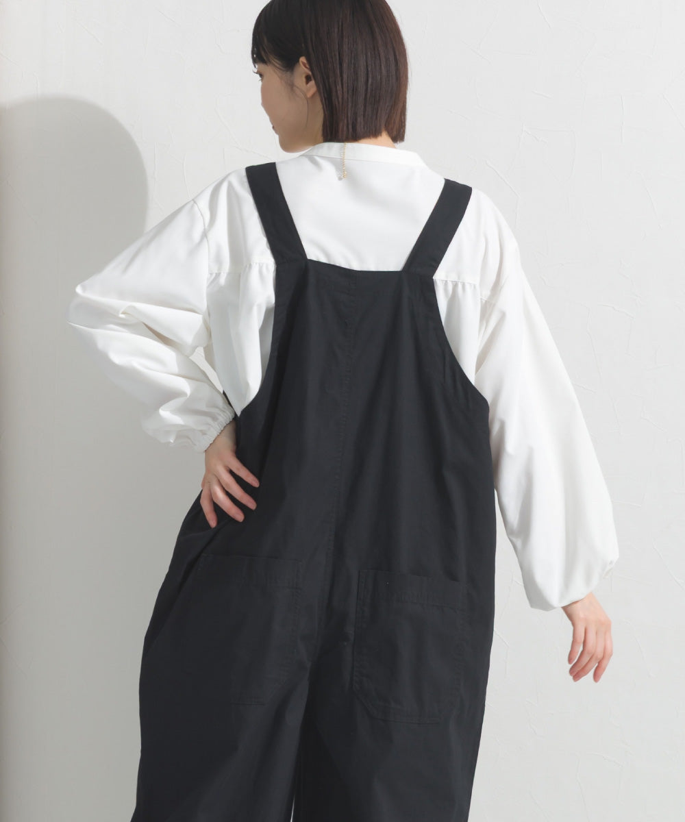 【OMNES】テックコットンスキッパーデザイン9分袖フリルシャツブラウス【253W427OMN072】