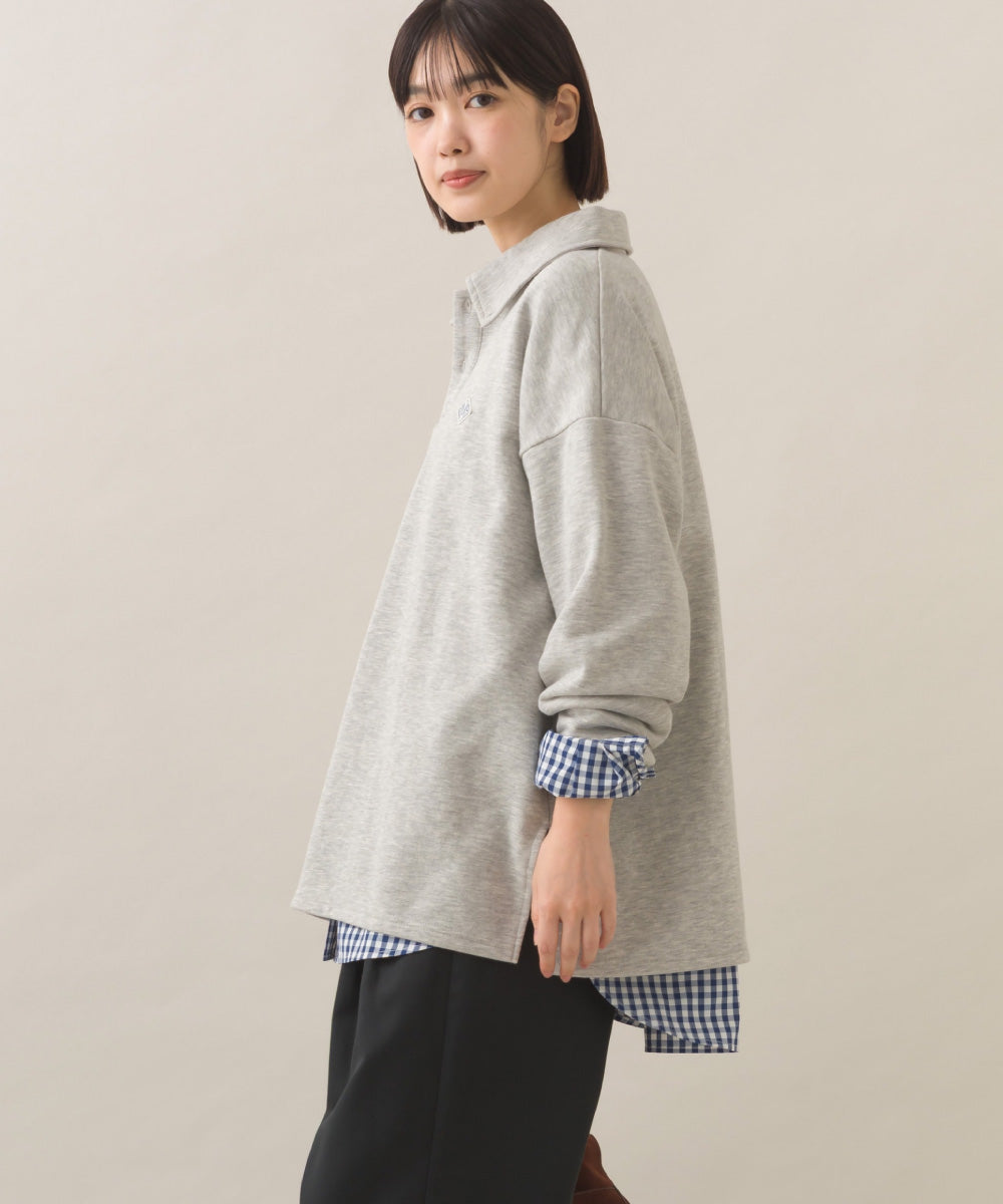 【OMNES】テック裏毛ポロスウェット長袖プルオーバー【253W427OMN076】