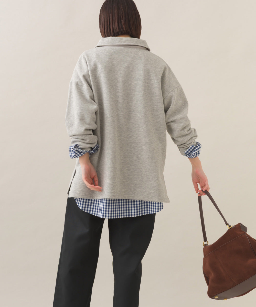 【OMNES】テック裏毛ポロスウェット長袖プルオーバー【253W427OMN076】