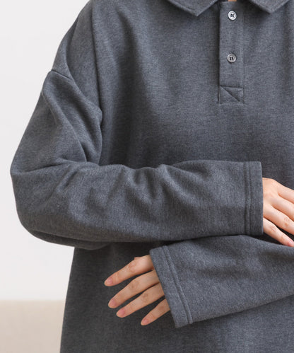 【OMNES】テック裏毛ポロスウェット長袖プルオーバー【253W427OMN076】