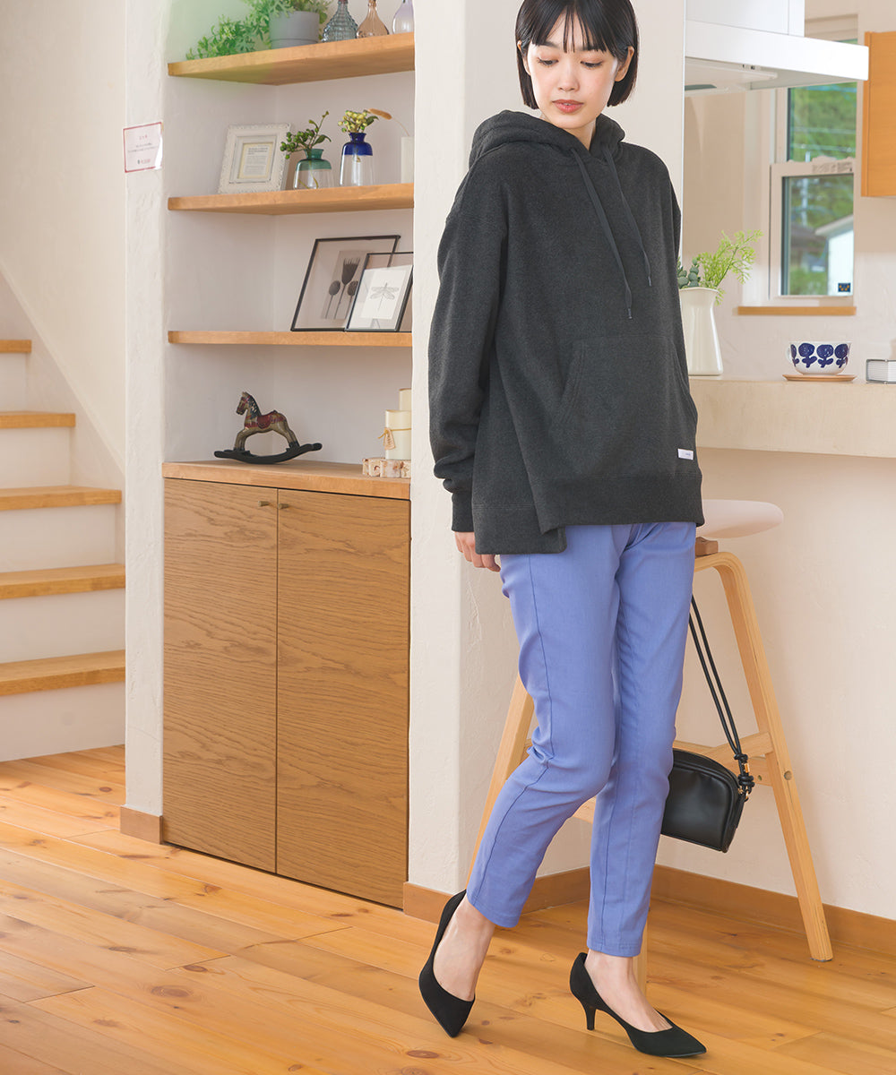 【OMNES】美脚ストレッチ テーパードシルエットタックパンツ 裏起毛【253W432OMN089】