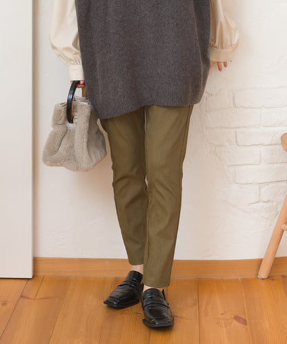 【OMNES】美脚ストレッチ テーパードシルエットタックパンツ 裏起毛【253W432OMN089】