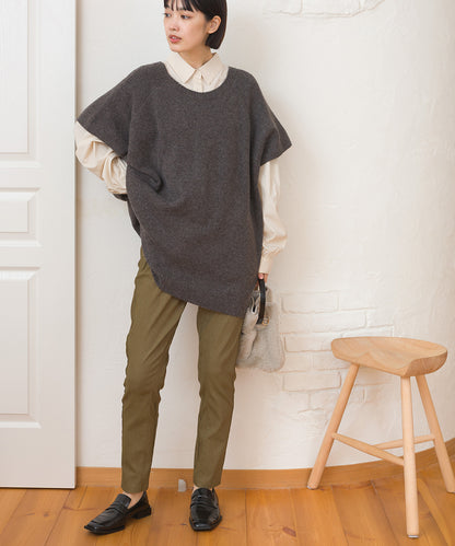 【OMNES】美脚ストレッチ テーパードシルエットタックパンツ 裏起毛【253W432OMN089】