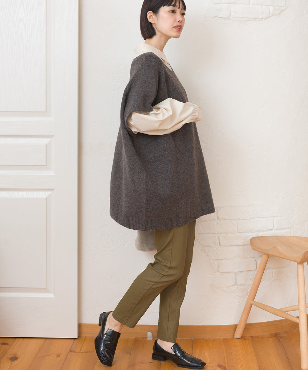 【OMNES】美脚ストレッチ テーパードシルエットタックパンツ 裏起毛【253W432OMN089】