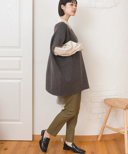 【OMNES】美脚ストレッチ テーパードシルエットタックパンツ 裏起毛【253W432OMN089】