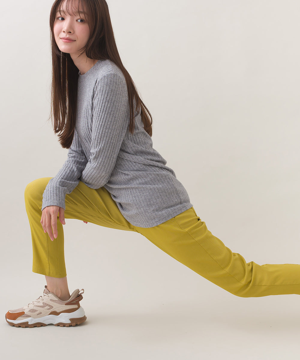 OMNES】美脚ストレッチ テーパードシルエットタックパンツ 裏起毛