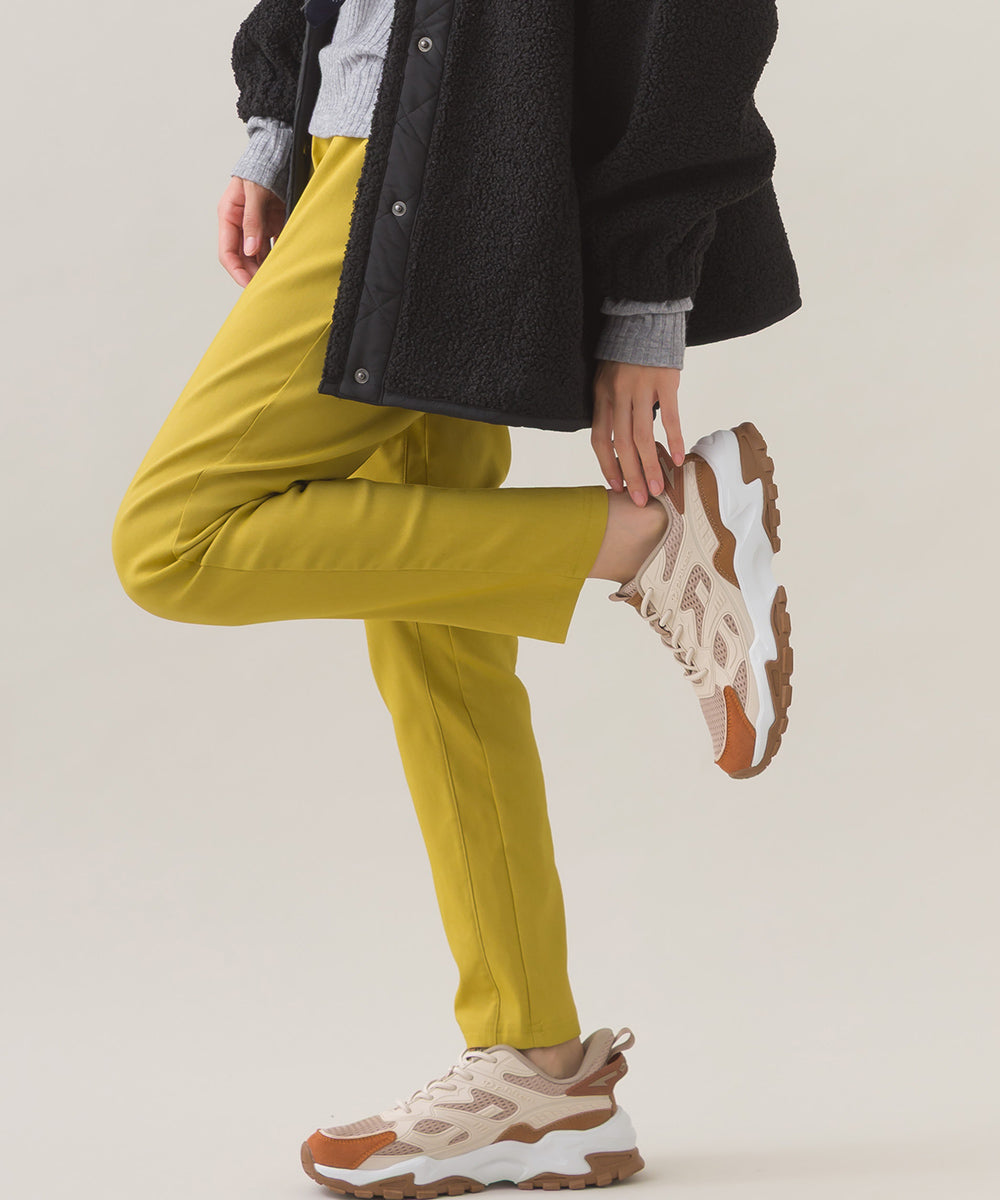 【OMNES】美脚ストレッチ テーパードシルエットタックパンツ 裏起毛【253W432OMN089】