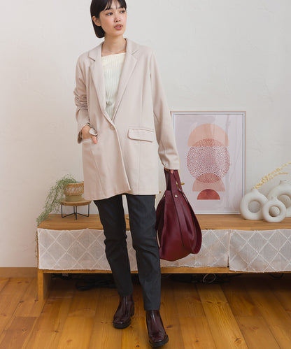 【OMNES】美脚ストレッチ テーパードシルエットタックパンツ 裏起毛【253W432OMN089】