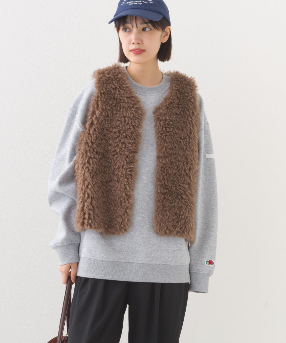 【OMNES】ノーカラープードルファージレベスト【253W436OMN090】