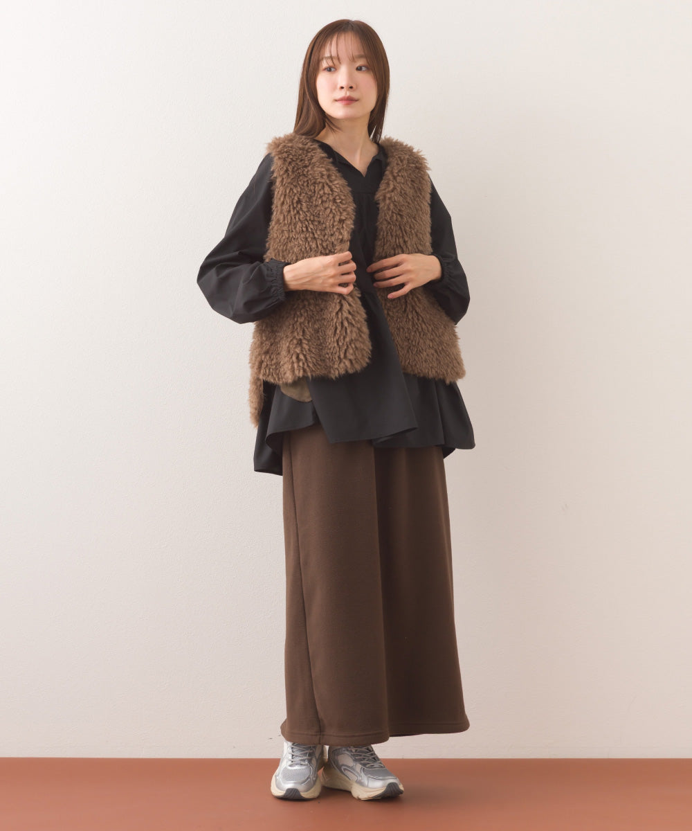 【OMNES】ノーカラープードルファージレベスト【253W436OMN090】