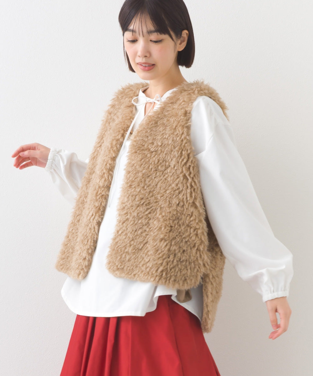 【OMNES】ノーカラープードルファージレベスト【253W436OMN090】