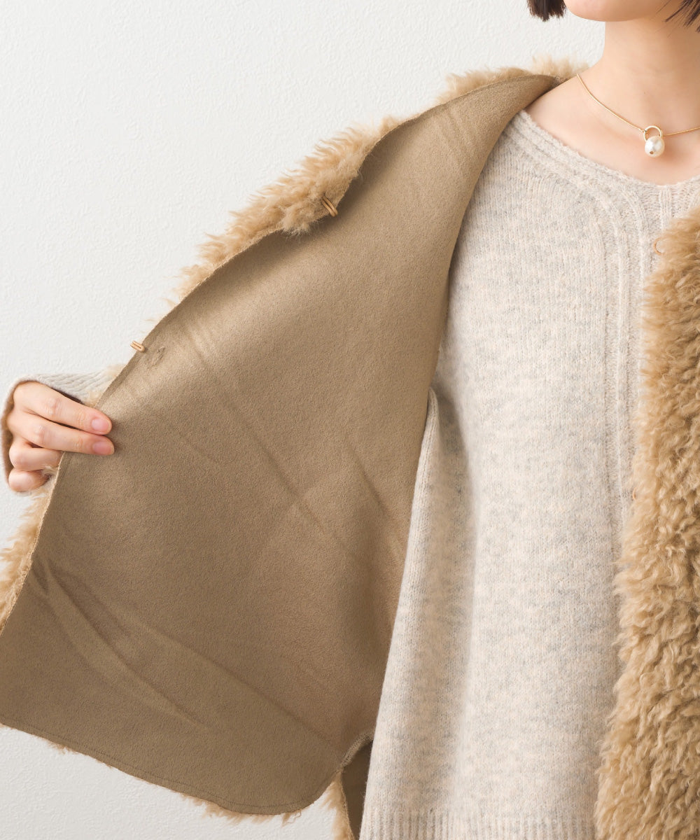 【OMNES】ノーカラープードルファージレベスト【253W436OMN090】