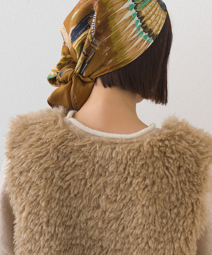 【OMNES】ノーカラープードルファーロングジレベスト【253W436OMN091】