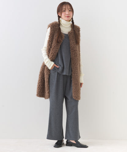 【OMNES】ノーカラープードルファーロングジレベスト【253W436OMN091】