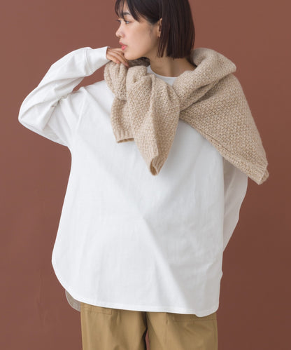 【OMNES】ラウンドヘムサイドスリット プルオーバー ロングスリーブTシャツ【253W430OMN098】