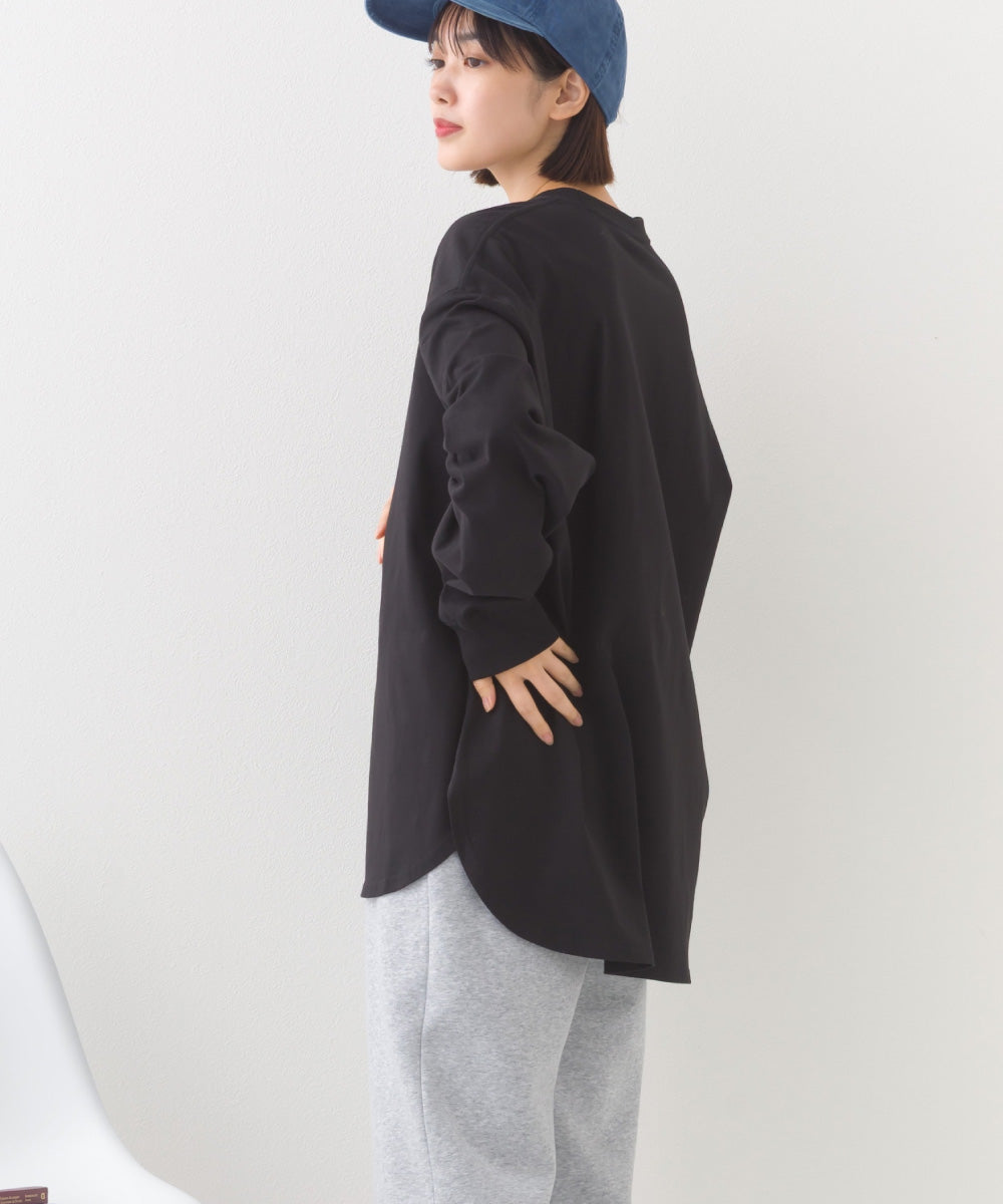 【OMNES】ラウンドヘムサイドスリット プルオーバー ロングスリーブTシャツ【253W430OMN098】