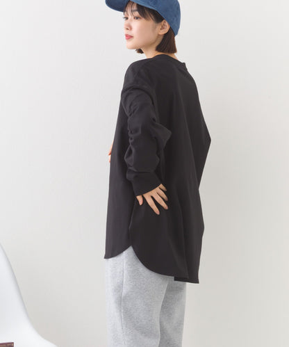 【OMNES】ラウンドヘムサイドスリット プルオーバー ロングスリーブTシャツ【253W430OMN098】