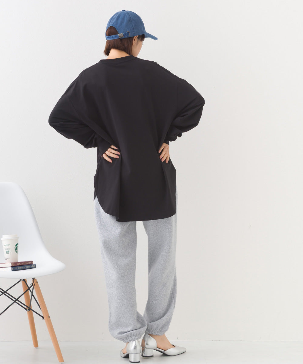 【OMNES】ラウンドヘムサイドスリット プルオーバー ロングスリーブTシャツ【253W430OMN098】