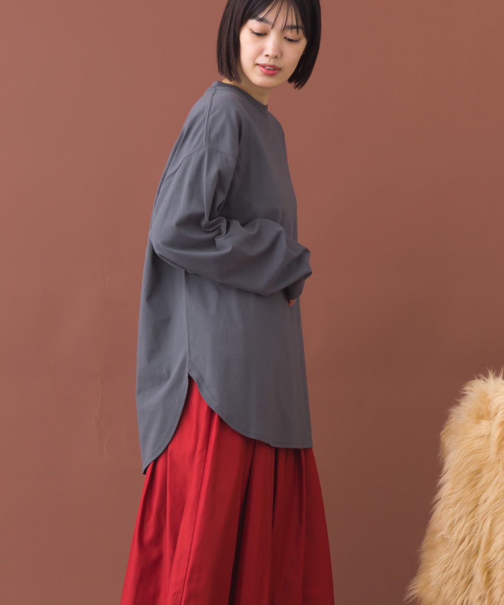 【OMNES】ラウンドヘムサイドスリット プルオーバー ロングスリーブTシャツ【253W430OMN098】