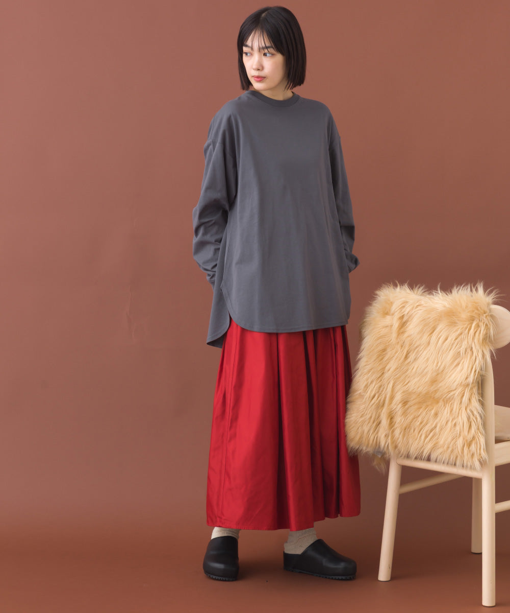 【OMNES】ラウンドヘムサイドスリット プルオーバー ロングスリーブTシャツ【253W430OMN098】
