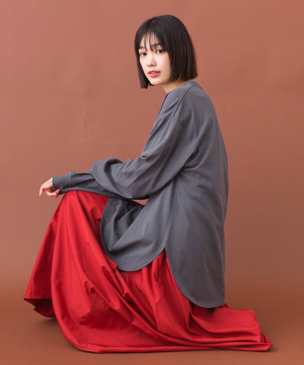 【OMNES】ラウンドヘムサイドスリット プルオーバー ロングスリーブTシャツ【253W430OMN098】