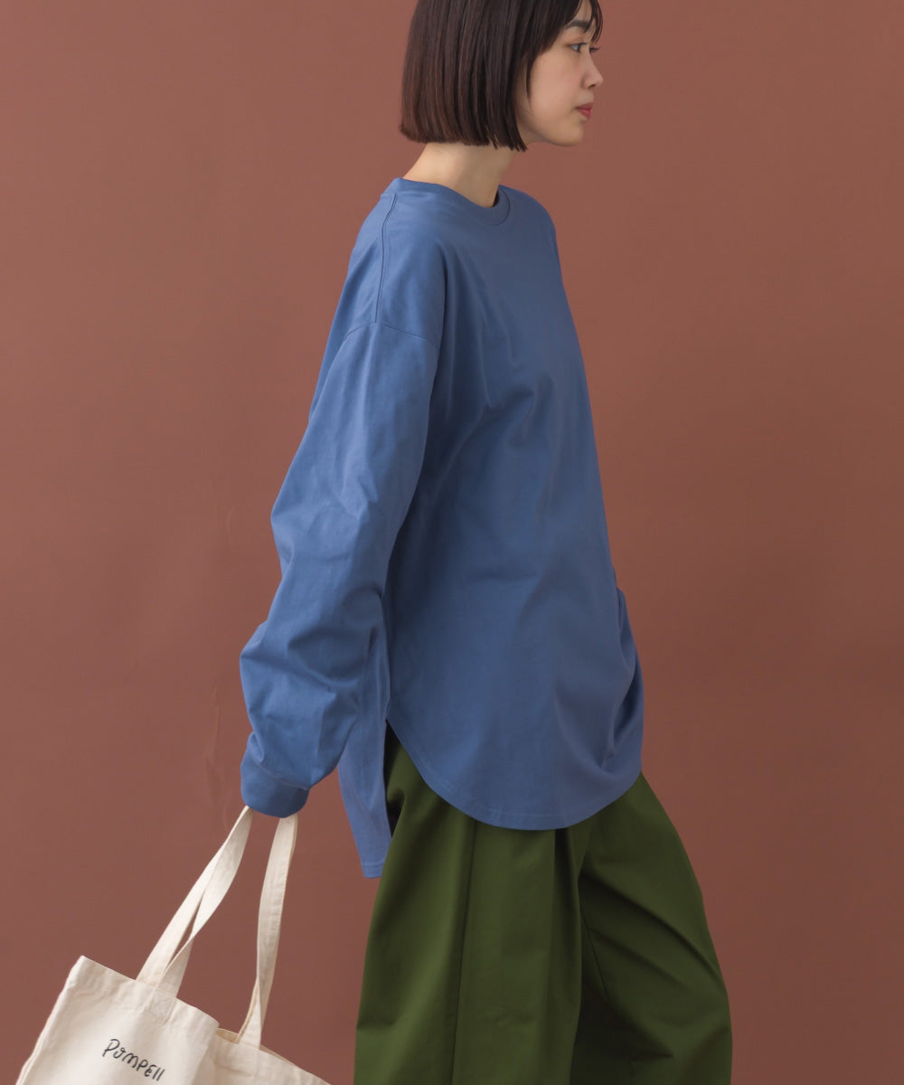 【OMNES】ラウンドヘムサイドスリット プルオーバー ロングスリーブTシャツ【253W430OMN098】