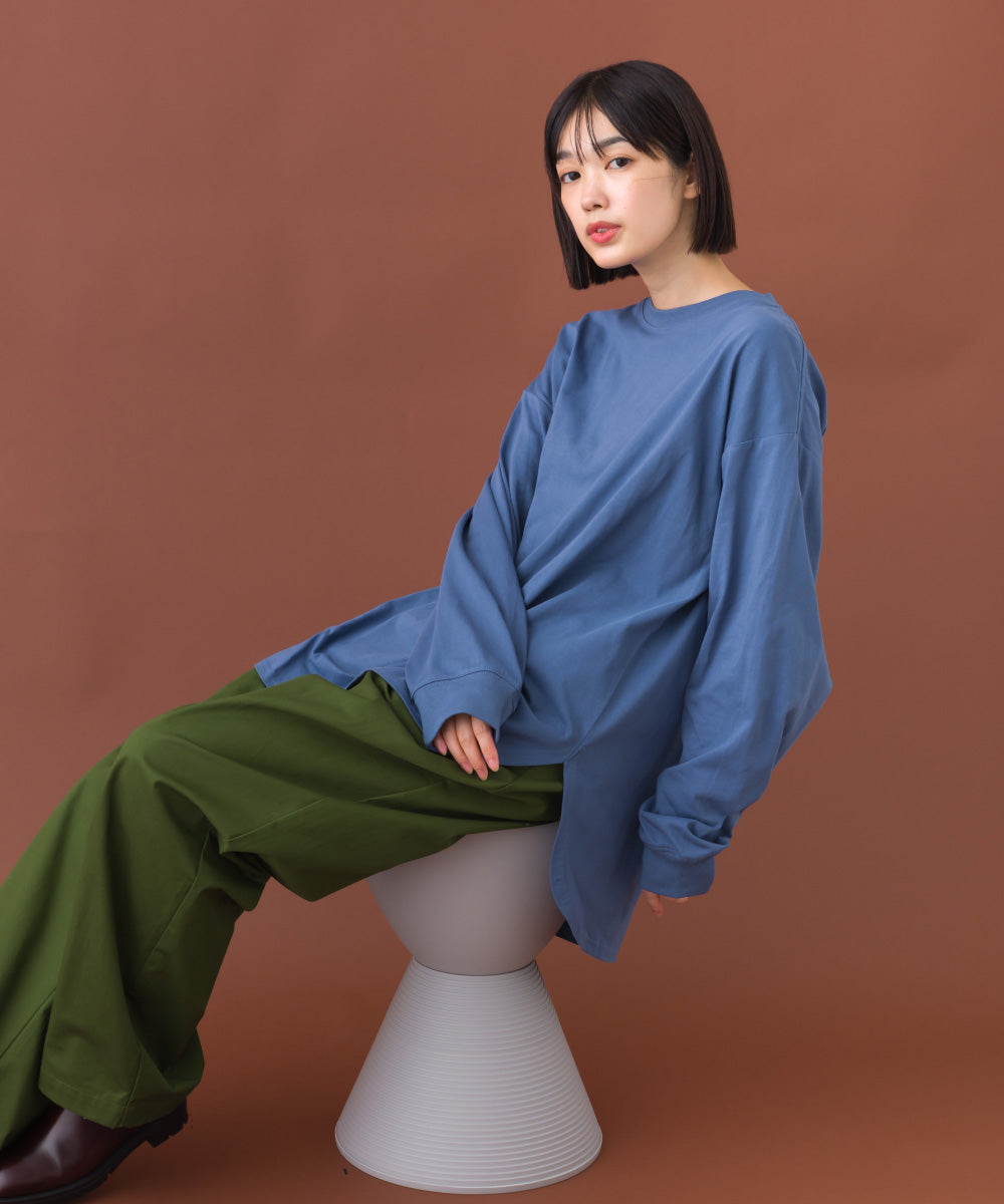 【OMNES】ラウンドヘムサイドスリット プルオーバー ロングスリーブTシャツ【253W430OMN098】