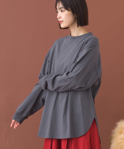 【OMNES】ラウンドヘムサイドスリット プルオーバー ロングスリーブTシャツ【253W430OMN098】