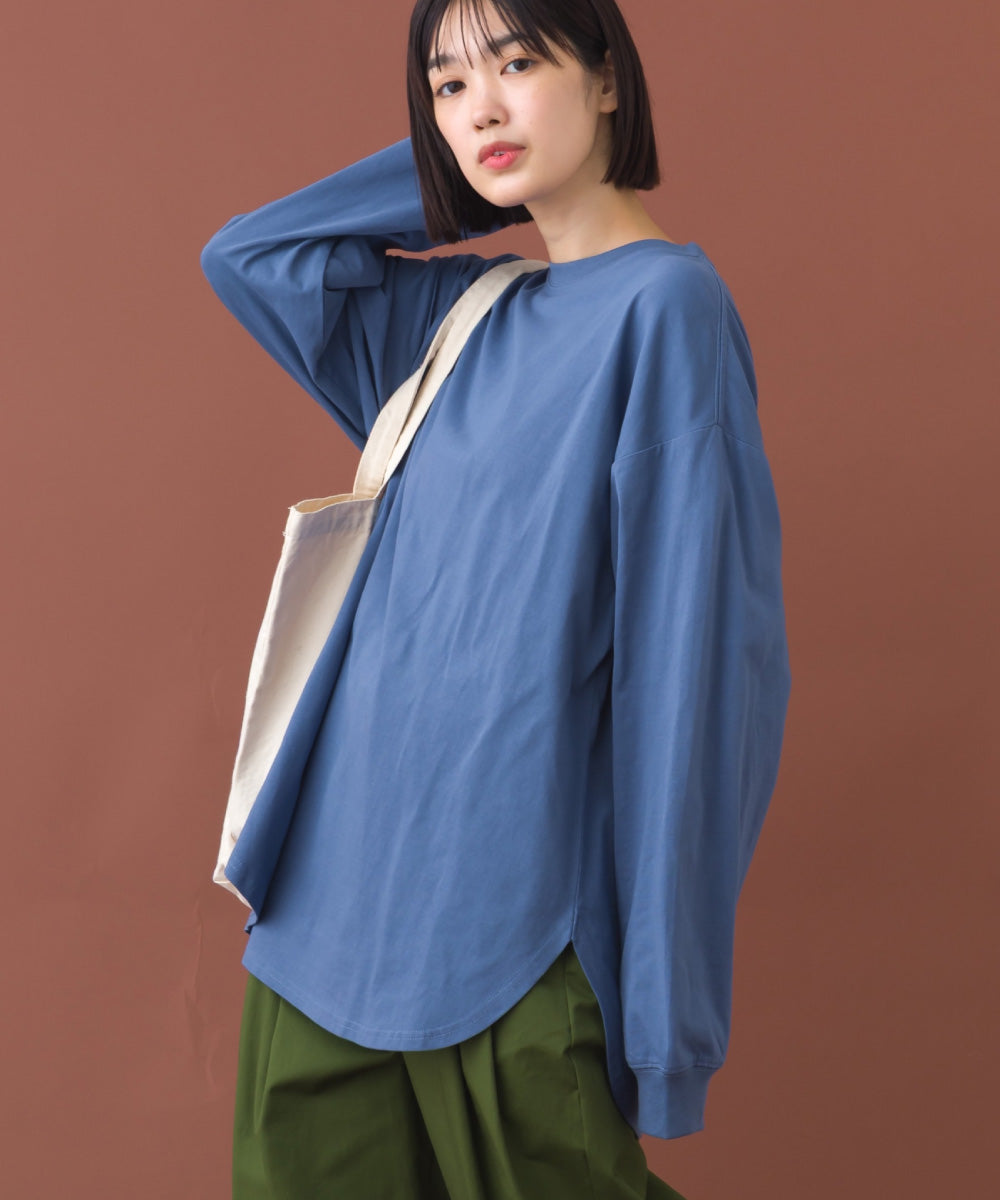 【OMNES】ラウンドヘムサイドスリット プルオーバー ロングスリーブTシャツ【253W430OMN098】