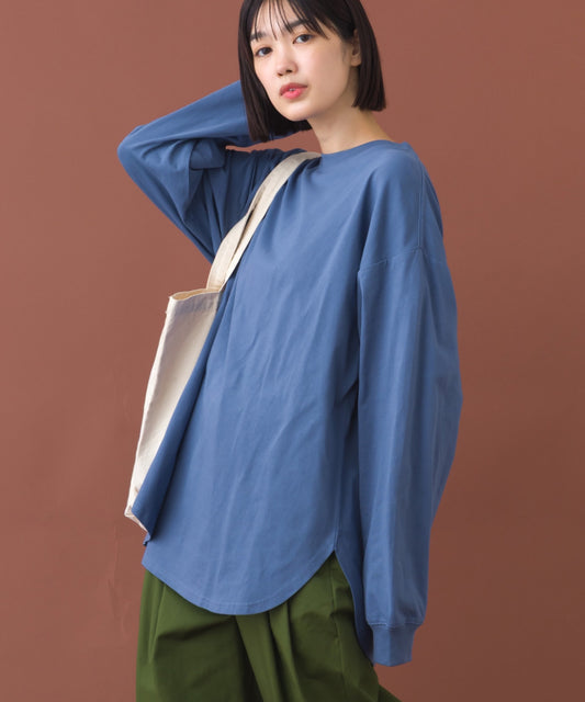 【OMNES】ラウンドヘムサイドスリット プルオーバー ロングスリーブTシャツ【253W430OMN098】
