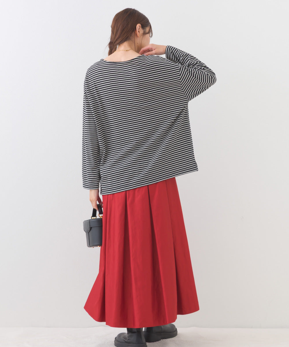 【OMNES】サイドスリットプルオーバー ボーダーロングスリーブTシャツ【253W430OMN100】