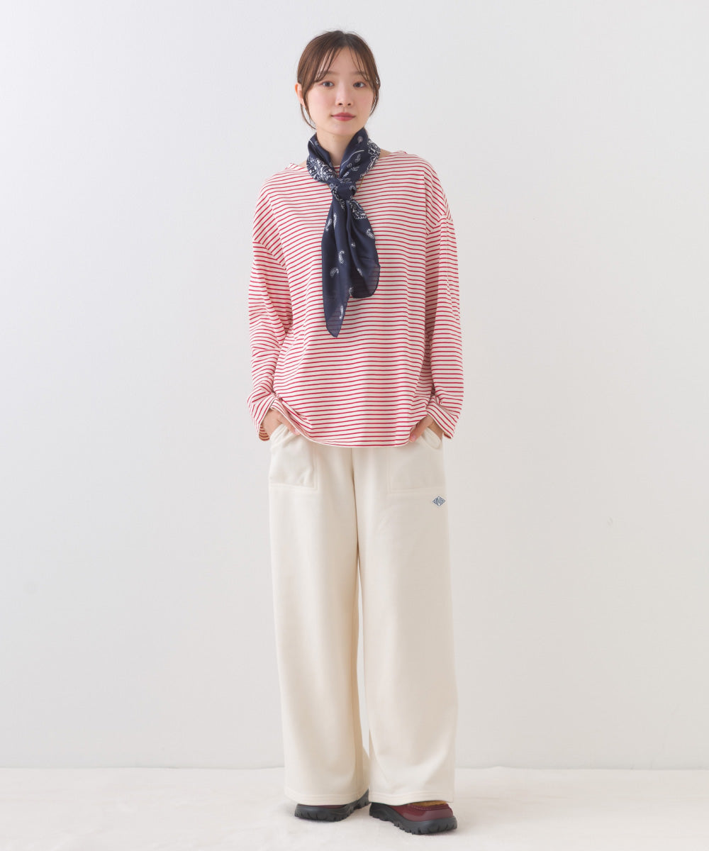 【OMNES】サイドスリットプルオーバー ボーダーロングスリーブTシャツ【253W430OMN100】