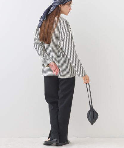 【OMNES】サイドスリットプルオーバー ボーダーロングスリーブTシャツ【253W430OMN100】
